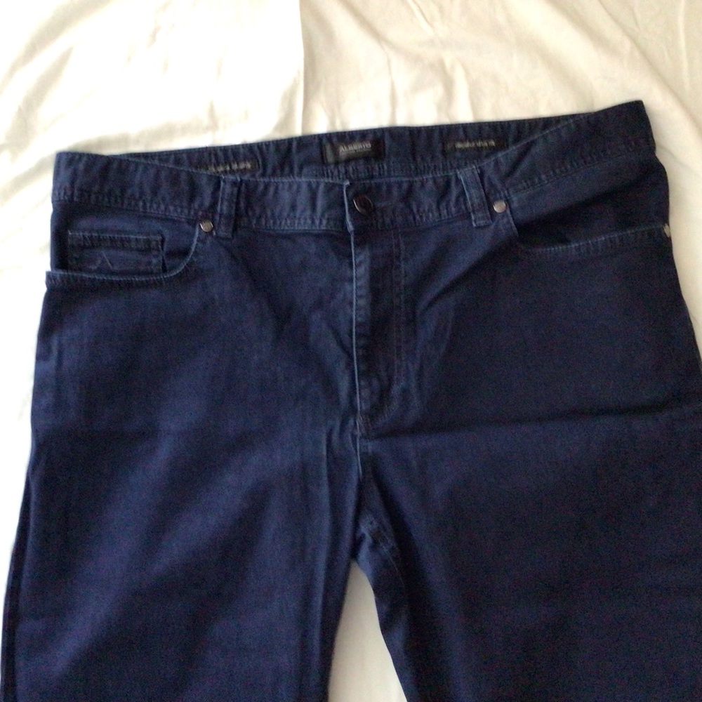 Alberto Premium Business Dress Jeans Pipe Overdyed Blue Regular Slim Fit 38/34 - Picture 2 of 8